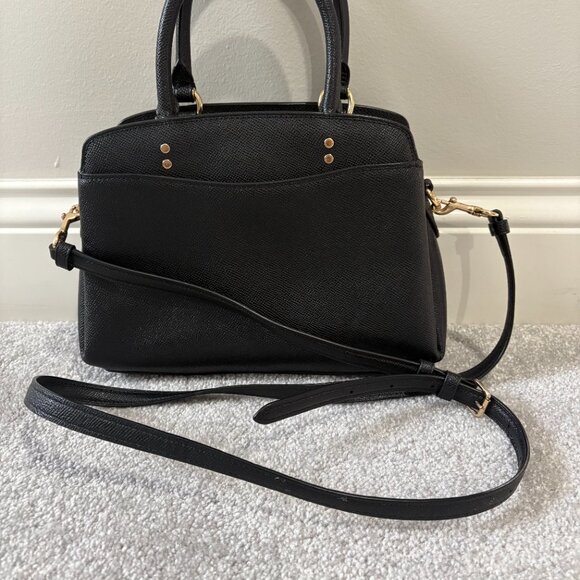 COACH Leather Mini Lillie Carryall Black With Gold Hardware Feet - Picture 3 of 7